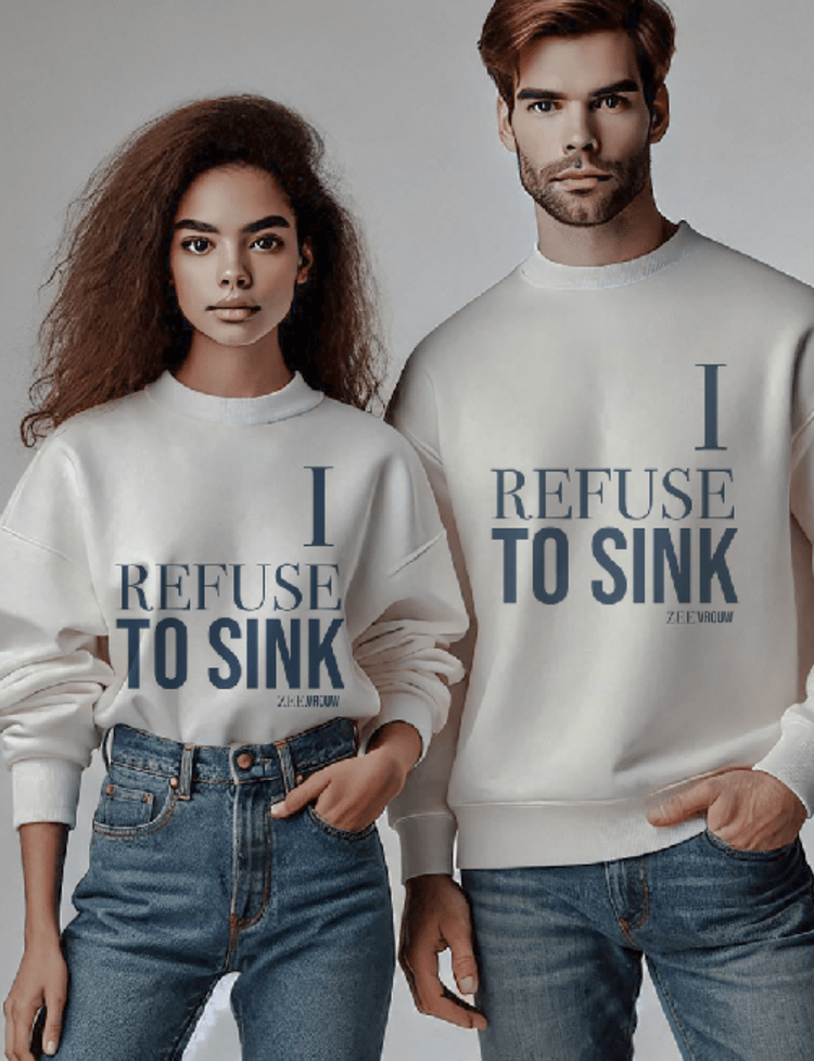 Zeevrouw I refuse to sink off white sweater