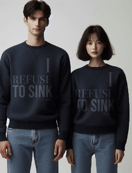 Zeevrouw I refuse to sink navy blue sweater