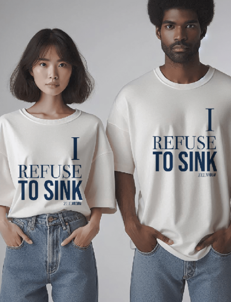 Zeevrouw I refuse to sink off white tshirt